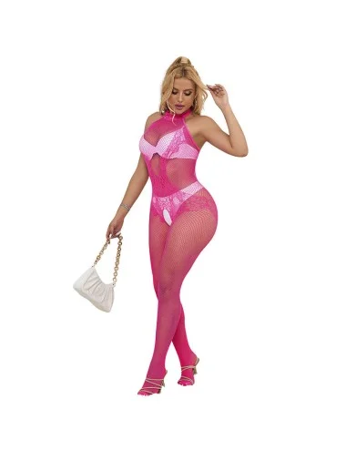 SUBBLIME - 952389 BODYSTOCKING A RETE E PIZZO SENZA CAVALLO CON COLLO ALTO ROSA TAGLIA UNICA