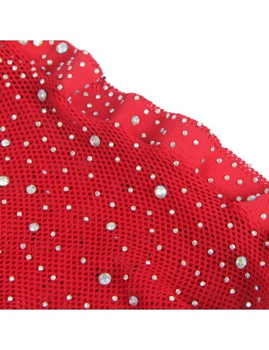 SUBBLIME - 952181 BODYSTOCKING A RETE CON GUANTI E STRASS ROSSO TAGLIA UNICA