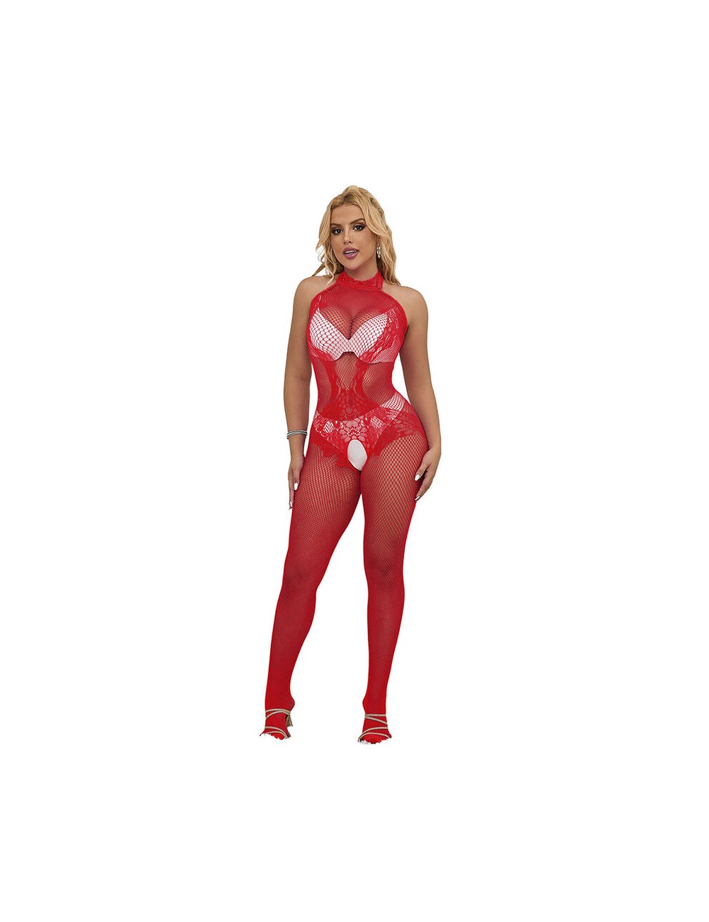 SUBBLIME - 952372 BODYSTOCKING A RETE E PIZZO SENZA CAVALLO CON COLLO ALTO ROSSO TAGLIA UNICA SUBBLIME - 952372 BODYSTOCKING A RETE E PIZZO SENZA CAVALLO CON COLLO ALTO ROSSO TAGLIA UNICA