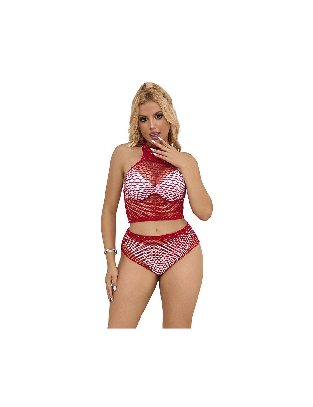 SUBBLIME - 952402 BODYSTOCKING SET RETE CON DIAMANTI ROSA TAGLIA UNICA SUBBLIME - 952402 BODYSTOCKING SET RETE CON DIAMANTI ROSA TAGLIA UNICA