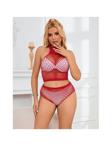 SUBBLIME - 952402 BODYSTOCKING SET RETE CON DIAMANTI ROSA TAGLIA UNICA