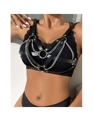 SUBBLIME - 953713 CINTURA PUNK BONDAGE FIBBIA METALLO NERA TAGLIA UNICA