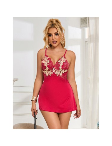 SUBBLIME - 954123 BABYDOLL CON DISEGNO FLOREALE ROSSO S/M
