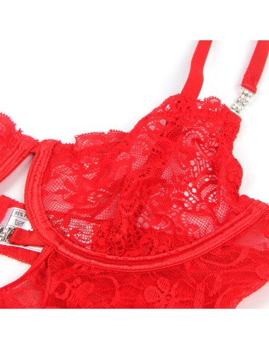 SUBBLIME - 954215 BABYDOLL IN PIZZO CON SPALLINE REGOLABILI ROSSO L/XL