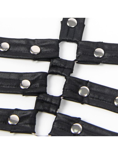 SUBBLIME - 954413 BODY BONDAGE IN PELLE NERO L/XL