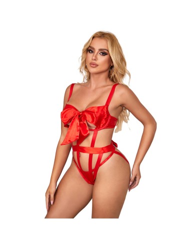 SUBBLIME - 954475 BODY SEXY TRAFORATO CON FIOCCO ROSSO L/XL