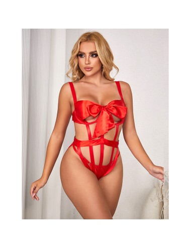 SUBBLIME - 954475 BODY SEXY TRAFORATO CON FIOCCO ROSSO L/XL