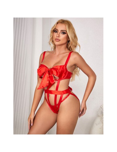 SUBBLIME - 954475 BODY SEXY TRAFORATO CON FIOCCO ROSSO L/XL