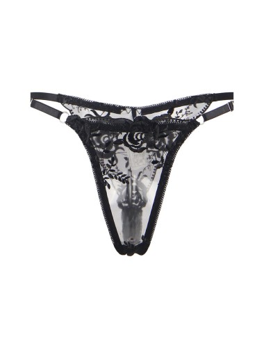 SUBBLIME - SET 3 PEZZI REGGISENO + PERIZOMA + GIARRETTIERA STAMPA FLOREALE NERO L/XL
