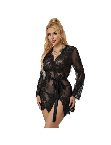 SUBBLIME - 953751 CAMICIA DA NOTTE IN PIZZO + PERIZOMA NERO S/M
