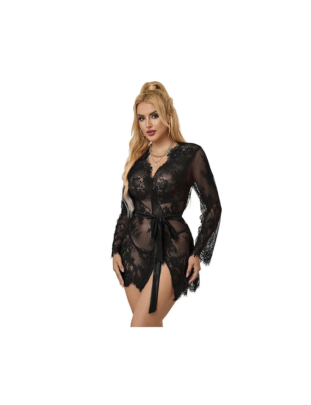 SUBBLIME - 953751 CAMICIA DA NOTTE IN PIZZO + PERIZOMA NERO S/M SUBBLIME - 953751 CAMICIA DA NOTTE IN PIZZO + PERIZOMA NERO S/M