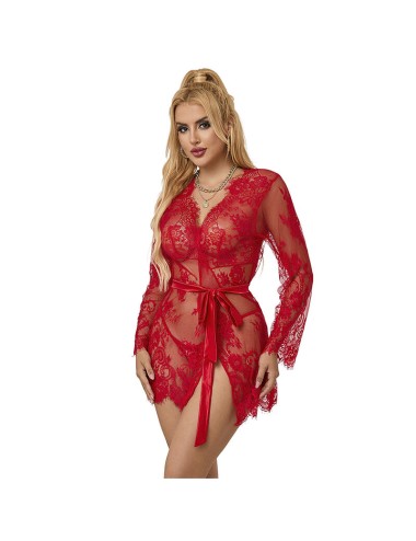 SUBBLIME - 953775 CAMICIA DA NOTTE IN PIZZO + PERIZOMA ROSSO S/M