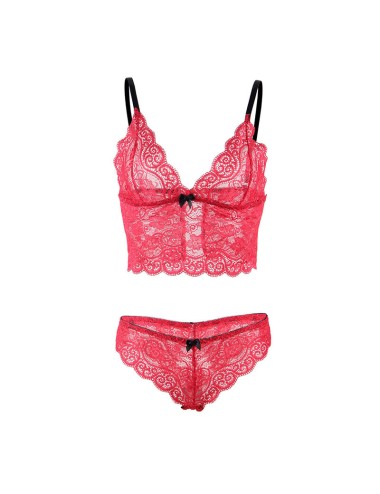 SUBBLIME - 953898 CAMICIA DA NOTTE IN SETA E PIZZO + SLIP ROSSO S/M