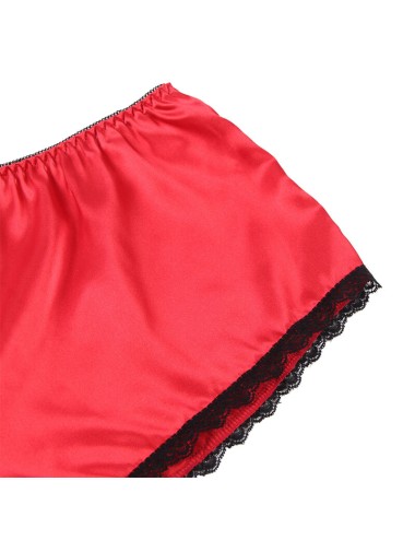 SUBBLIME - 953904 CAMICIA DA NOTTE IN SETA E PIZZO + SLIP ROSSO L/XL