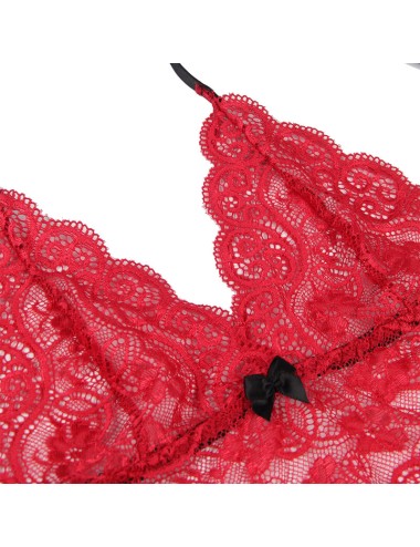 SUBBLIME - 953904 CAMICIA DA NOTTE IN SETA E PIZZO + SLIP ROSSO L/XL