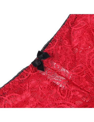SUBBLIME - 953904 CAMICIA DA NOTTE IN SETA E PIZZO + SLIP ROSSO L/XL