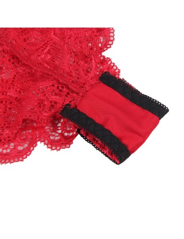 SUBBLIME - 953904 CAMICIA DA NOTTE IN SETA E PIZZO + SLIP ROSSO L/XL