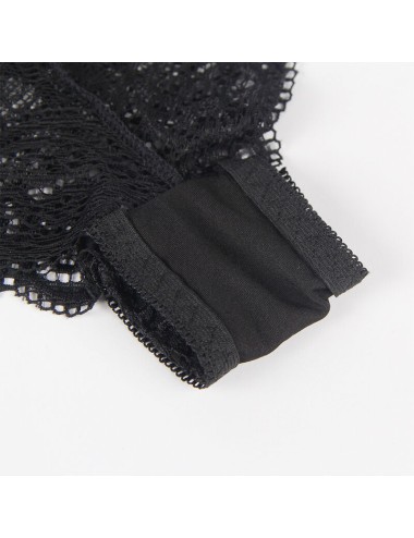 SUBBLIME - 953911 CAMICIA DA NOTTE IN SETA E PIZZO + SLIP NERO S/M