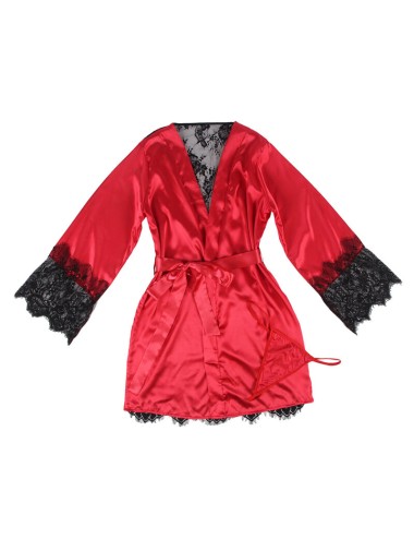 SUBBLIME - 954017 CANOTTIERA CON SCHIENA TRASPARENTE IN PIZZO + PERIZOMA ROSSO/NERO S/M