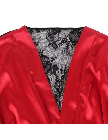 SUBBLIME - 954024 CANOTTIERA CON SCHIENA TRASPARENTE IN PIZZO + PERIZOMA ROSSO/NERO L/XL