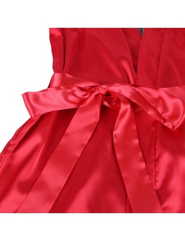 SUBBLIME - 954024 CANOTTIERA CON SCHIENA TRASPARENTE IN PIZZO + PERIZOMA ROSSO/NERO L/XL
