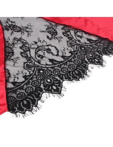 SUBBLIME - 954024 CANOTTIERA CON SCHIENA TRASPARENTE IN PIZZO + PERIZOMA ROSSO/NERO L/XL