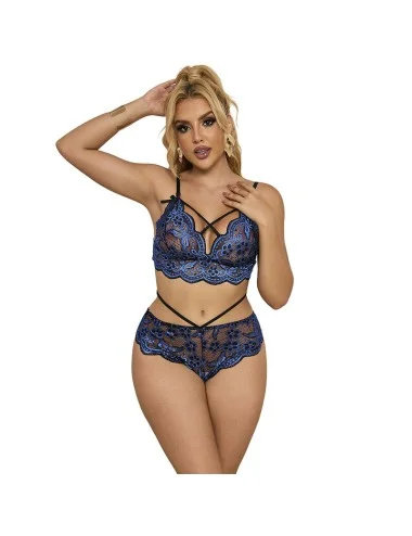 SUBBLIME - 954062 REGGISENO + SLIP PIZZO BLU S/M