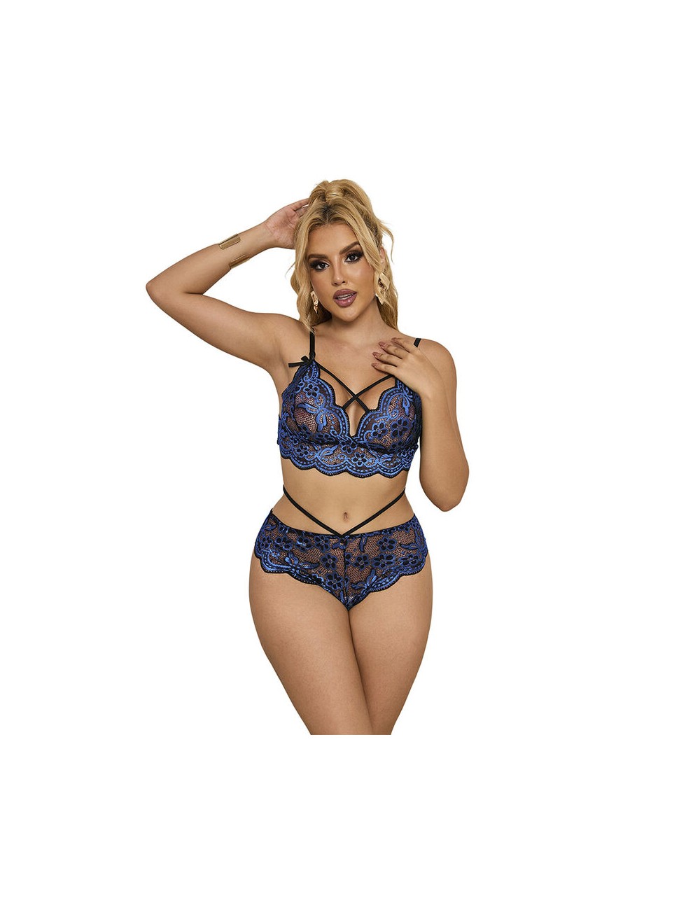 SUBBLIME - 954062 REGGISENO + SLIP PIZZO BLU S/M SUBBLIME - 954062 REGGISENO + SLIP PIZZO BLU S/M