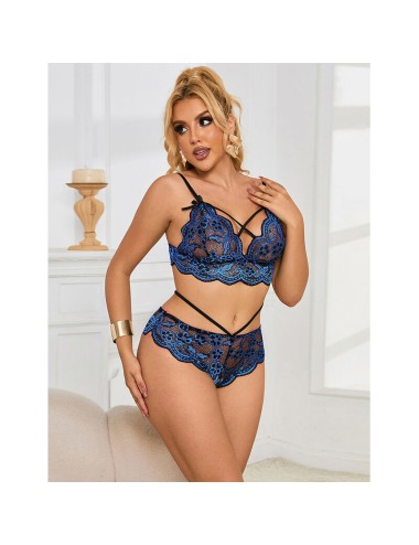 SUBBLIME - 954062 REGGISENO + SLIP PIZZO BLU S/M