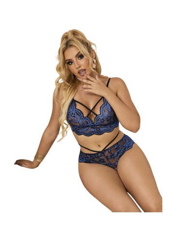 SUBBLIME - 954079 REGGISENO + SLIP PIZZO BLU L/XL