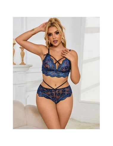 SUBBLIME - 954079 REGGISENO + SLIP PIZZO BLU L/XL