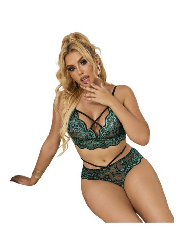 SUBBLIME - 954086 REGGISENO + SLIP PIZZO VERDE S/M