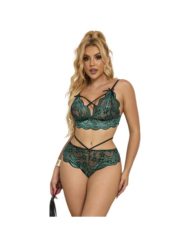 SUBBLIME - 954086 REGGISENO + SLIP PIZZO VERDE S/M