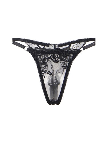 SUBBLIME - 945237 REGGISENO + SLIP CON CINTURA REGGISENO FLOREALE NERO S/M