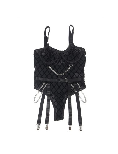 SUBBLIME - 9542277 BODY CON CATENE + CINTURA REGGICALZE NERO L/XL