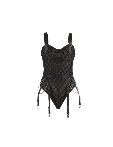 SUBBLIME - 9542277 BODY CON CATENE + CINTURA REGGICALZE NERO L/XL