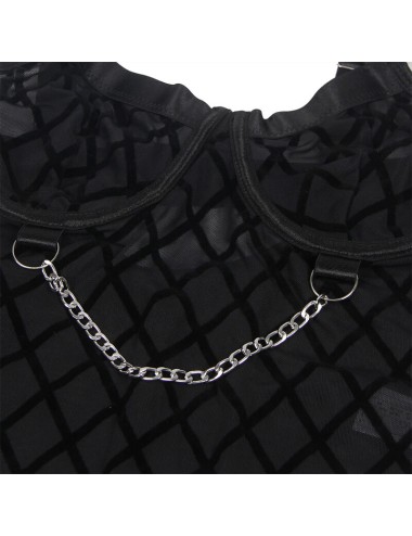 SUBBLIME - 9542277 BODY CON CATENE + CINTURA REGGICALZE NERO L/XL