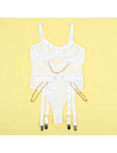 SUBBLIME - 954284 BODY CON CATENE + CINTURA GIACCHE BIANCO S/M