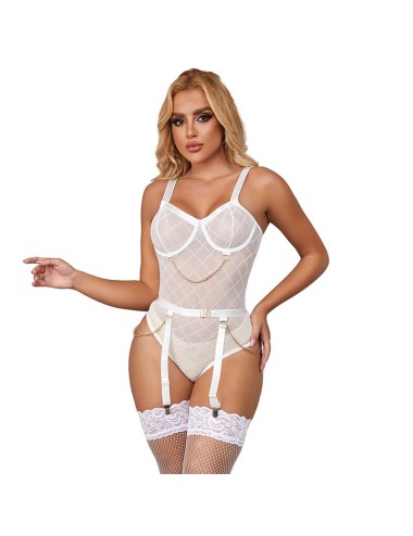 SUBBLIME - 954291 BODY CON CATENE + CINTURA GIACCHE BIANCO L/XL