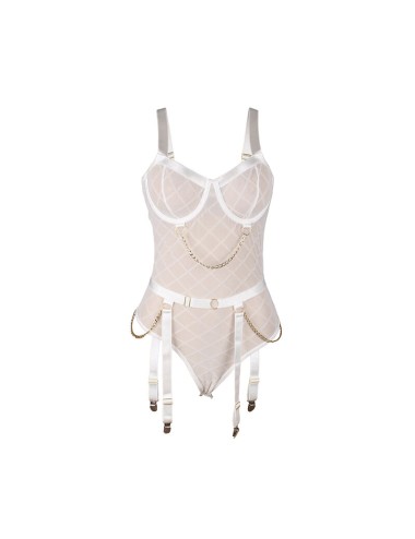 SUBBLIME - 954291 BODY CON CATENE + CINTURA GIACCHE BIANCO L/XL