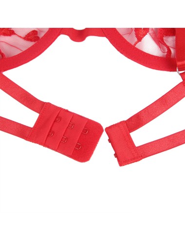 SUBBLIME - 954338 REGGISENO + PERIZOMA + CINTURA CON STAMPA A CUORE ROSSO L/XL