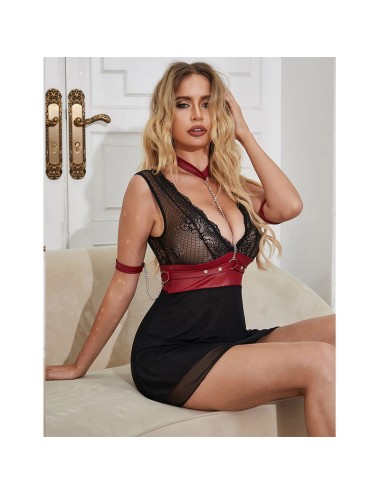 SUBBLIME - 954420 ABITO BONDAGE IN PIZZO NERO S/M