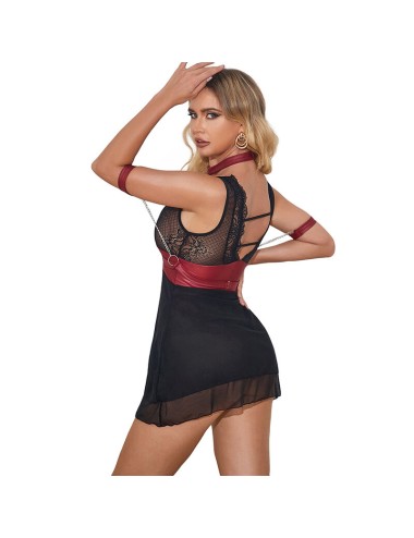 SUBBLIME - 954437 ABITO BONDAGE IN PIZZO NERO L/XL