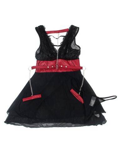 SUBBLIME - 954437 ABITO BONDAGE IN PIZZO NERO L/XL