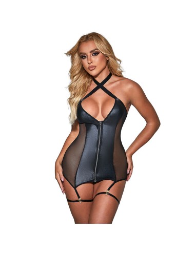 SUBBLIME - 954451 ABITO SEXY IN RETE PELLE NERO L/XL