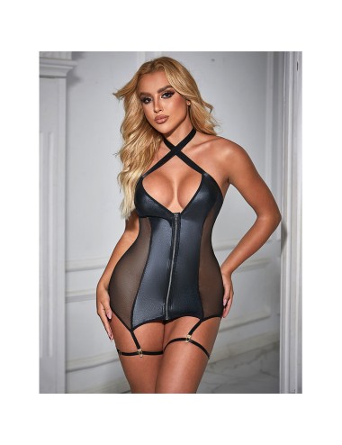 SUBBLIME - 954451 ABITO SEXY IN RETE PELLE NERO L/XL