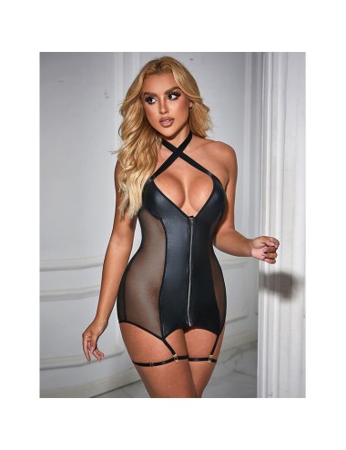 SUBBLIME - 954451 ABITO SEXY IN RETE PELLE NERO L/XL