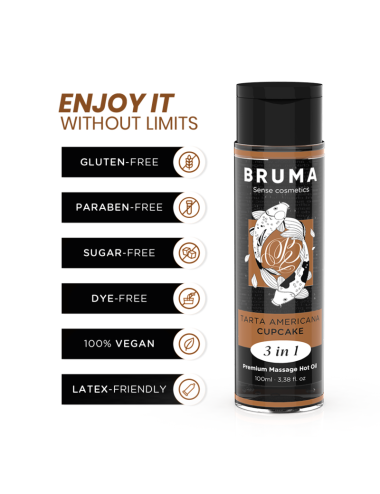 BRUMA - OLIO DA MASSAGGIO PREMIUM EFFETTO CALORE SAPORE CUPACKE 3 IN 1 - 100 ML