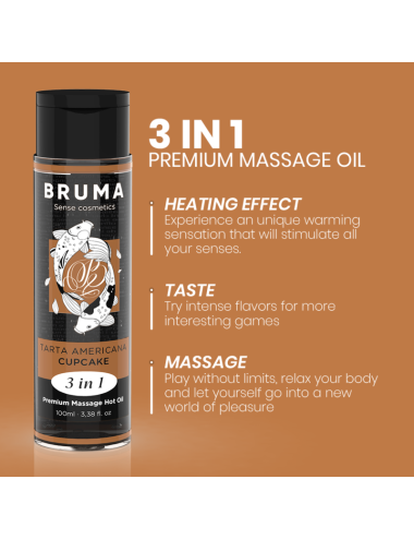 BRUMA - OLIO DA MASSAGGIO PREMIUM EFFETTO CALORE SAPORE CUPACKE 3 IN 1 - 100 ML