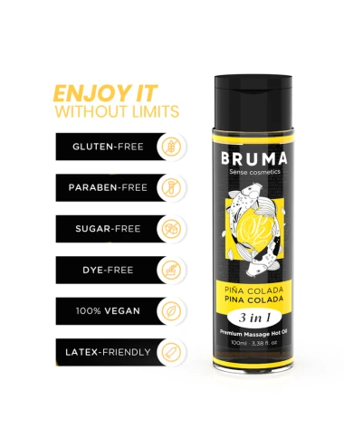 BRUMA - OLIO DA MASSAGGIO PREMIUM EFFETTO CALORE SAPORE PINA COLADA 3 IN 1 - 100 ML